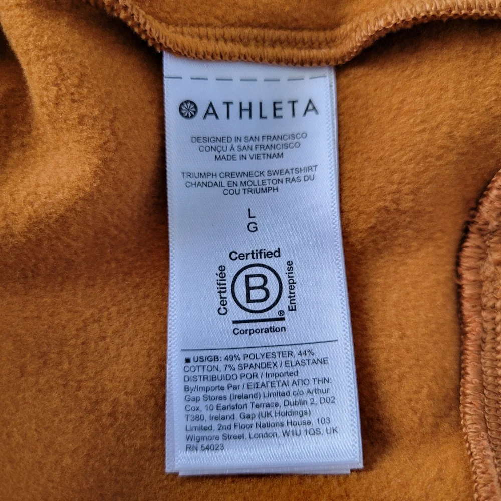 Athleta Triumph Crew Neck Sweatshirt Cattail Brown L - Picture 11 of 12